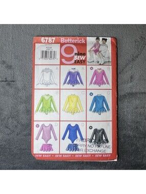 Butterick 6787 Skating Bodysuit, Skirt & Ponytail Holder Pattern - VNT Sz 4,5,6